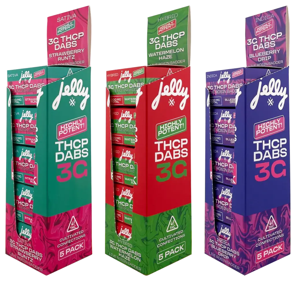 [T-1278-01] Jelly THC-P Badder Dab 3G Live Rosin 5PK a Box (Blueberry Drip)