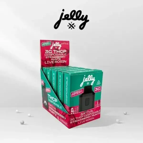 [T-1277-01] Jelly THC-P Disposable 3G Live Rosin 5PK a Box (Blueberry Drip)