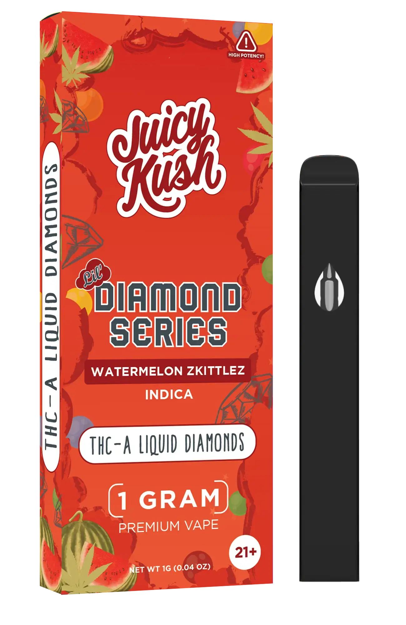[Q-4257-02] JUICY KUSH 1G Disposable THC-A 5PK a Box (Watermelon Zkittlez)