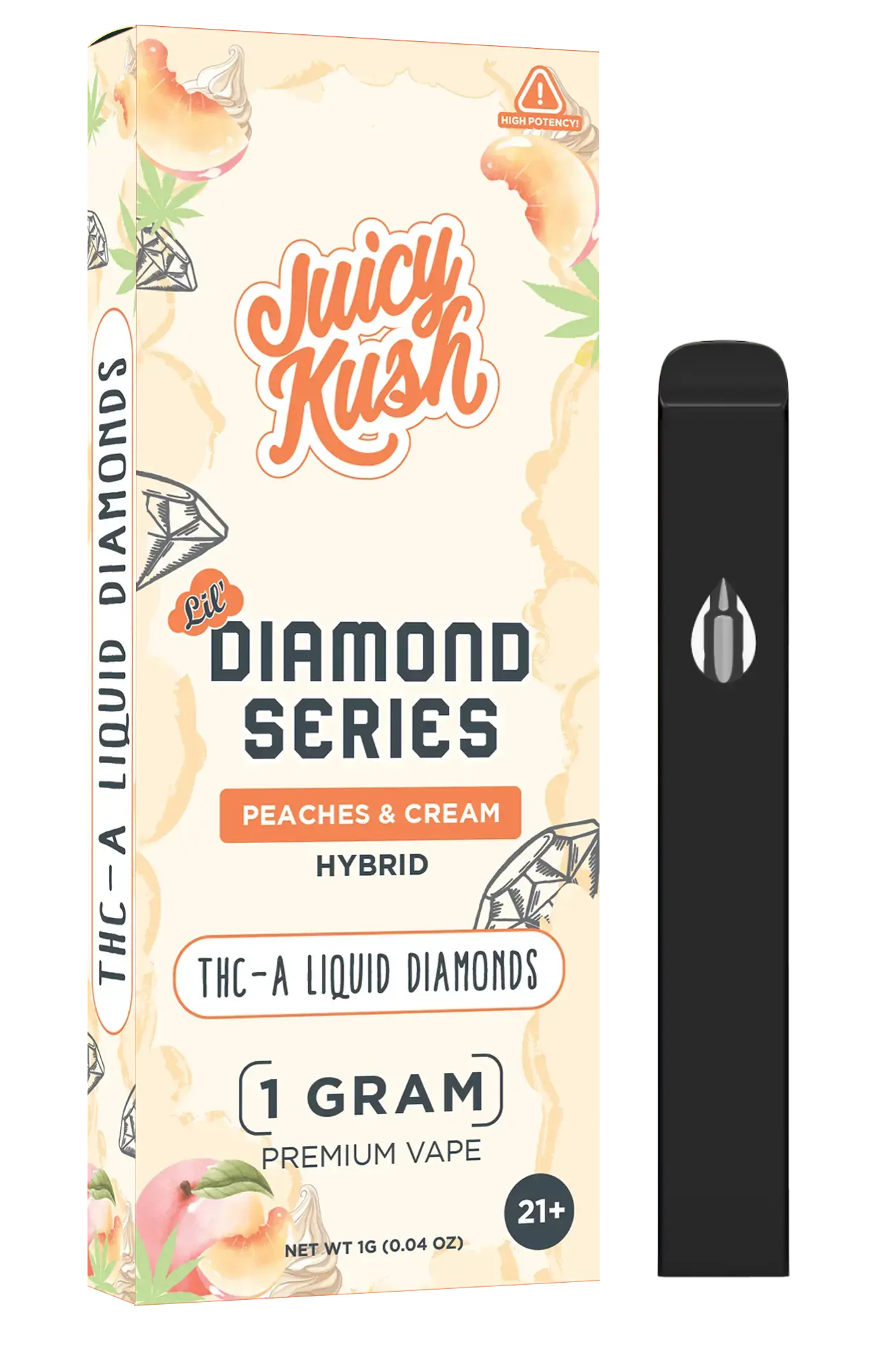 [Q-4257-05] JUICY KUSH 1G Disposable THC-A 5PK a Box (Peaches & Cream)