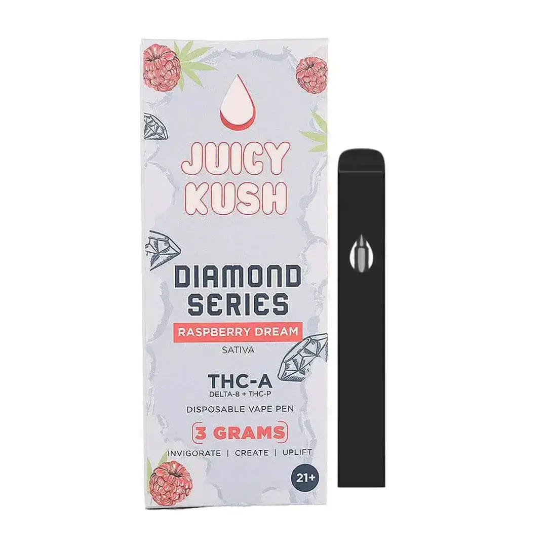 [Q-4257-08] JUICY KUSH 1G Disposable THC-A 5PK a Box (Raspberry Cough)