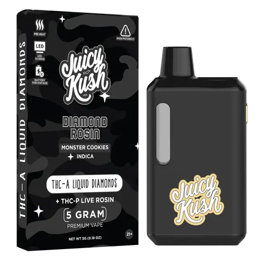 [Q-4259-03] Juicy Kush 5g Disposable THC-A 5PK a Box (Monster Cookies)