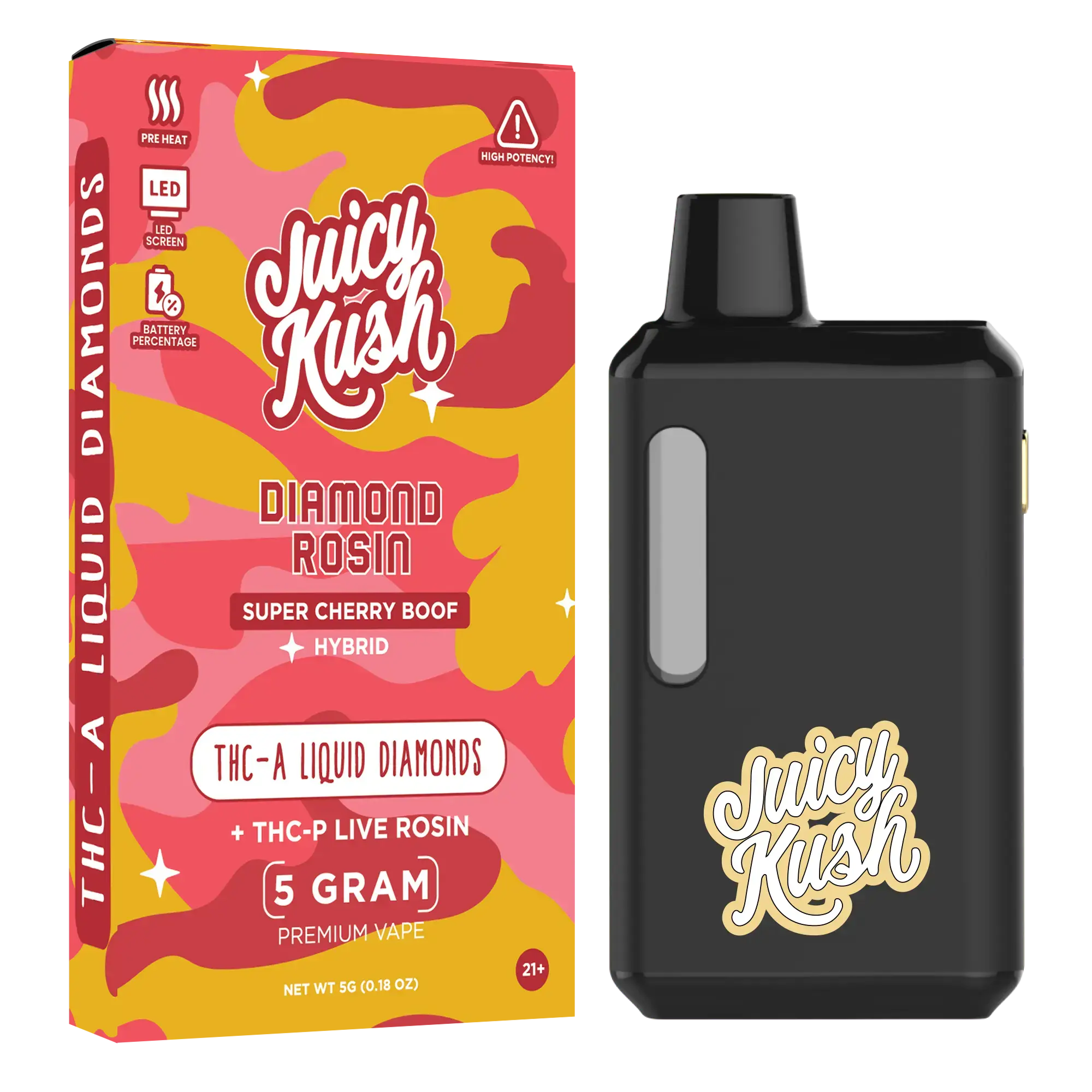 [Q-4259-05] Juicy Kush 5g Disposable THC-A 5PK a Box (Super Cherry Boof)