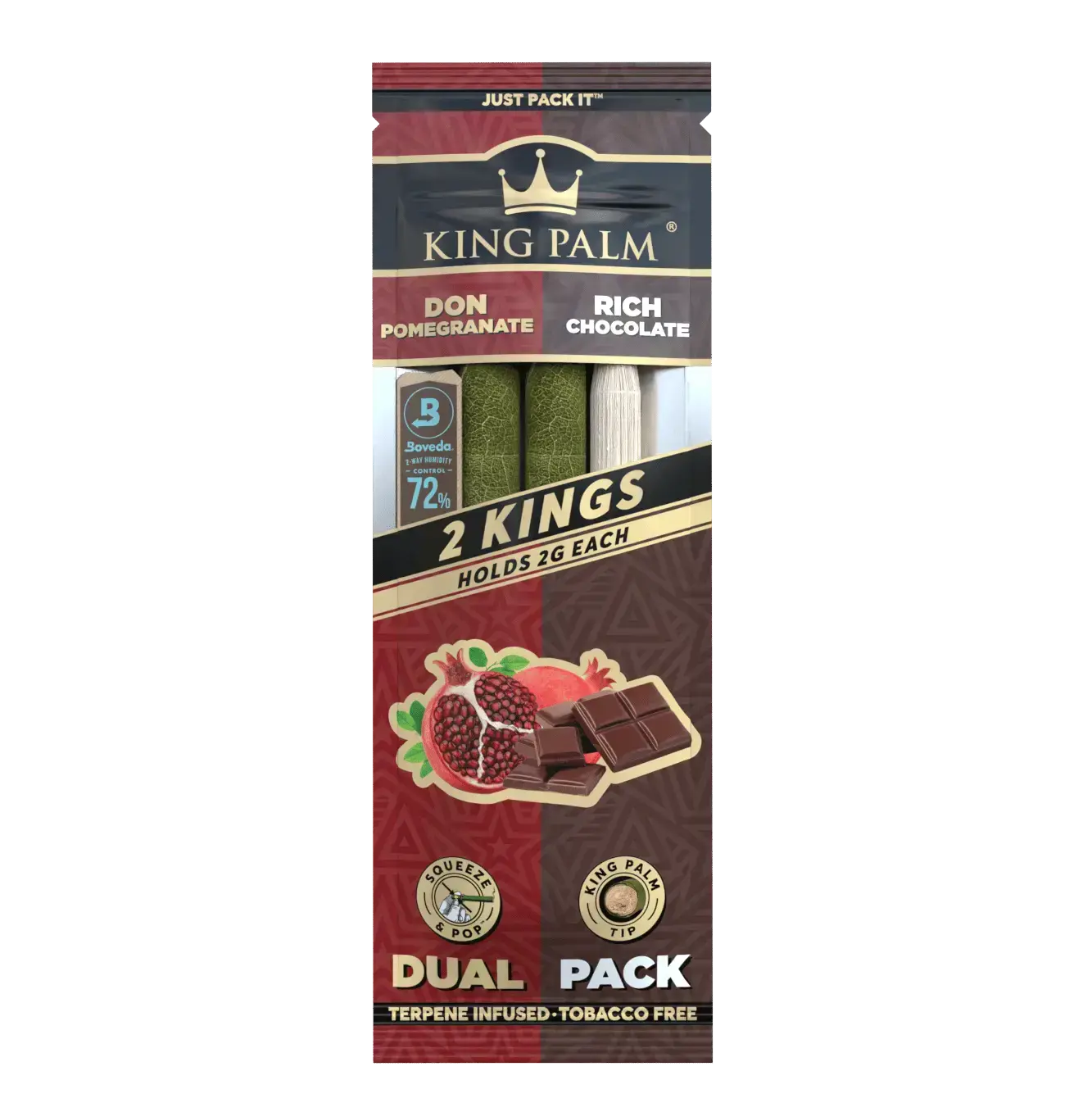 [Q-4567-03] KING PALM DUAL PACK 2PK 20CT (RICH CHOCOLATE & DON POMEGRANATE)