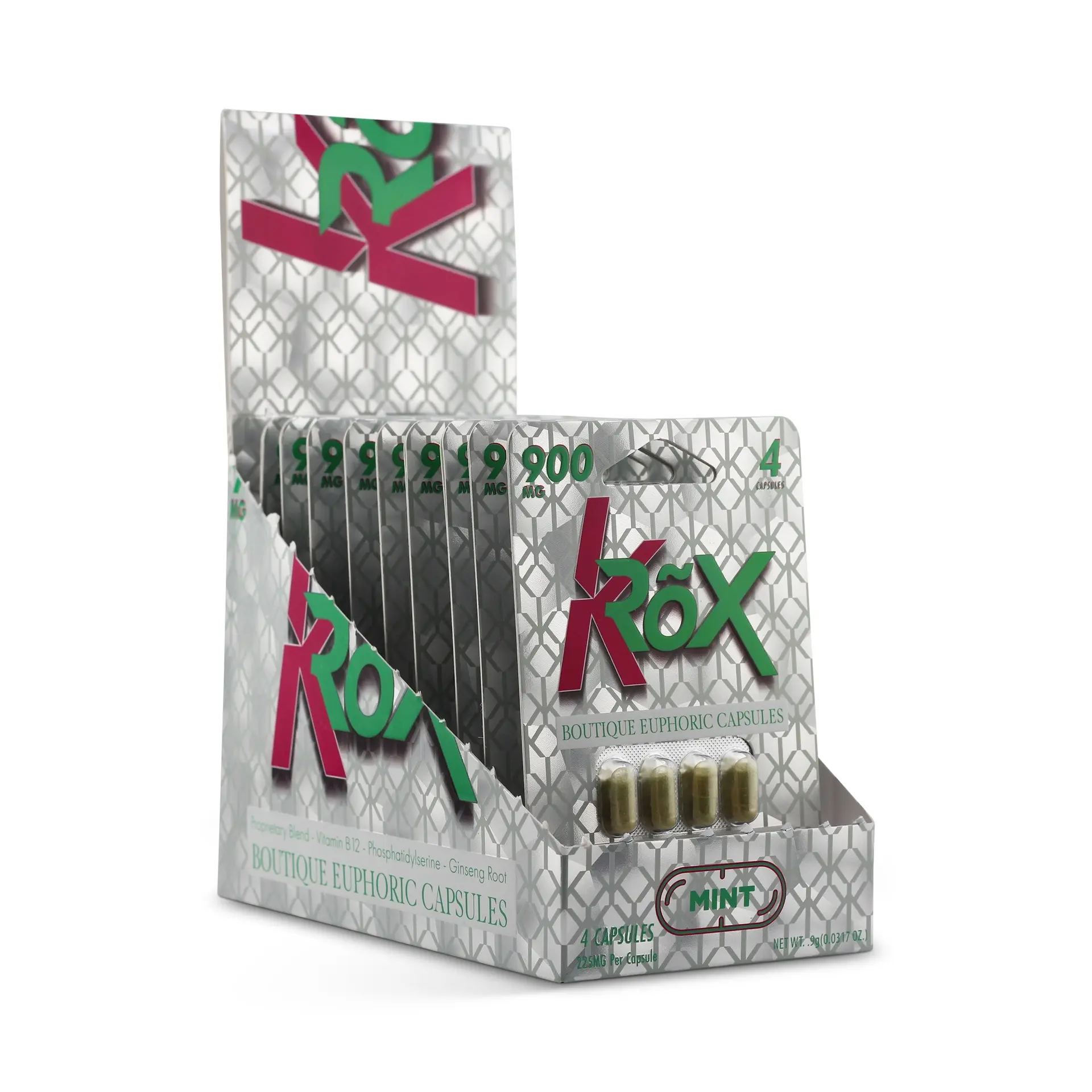 [10119-01] KROX Boutique Euphoric Capsules 4ct 225mg no hydroxy legal everywhere (Fruit Punch)
