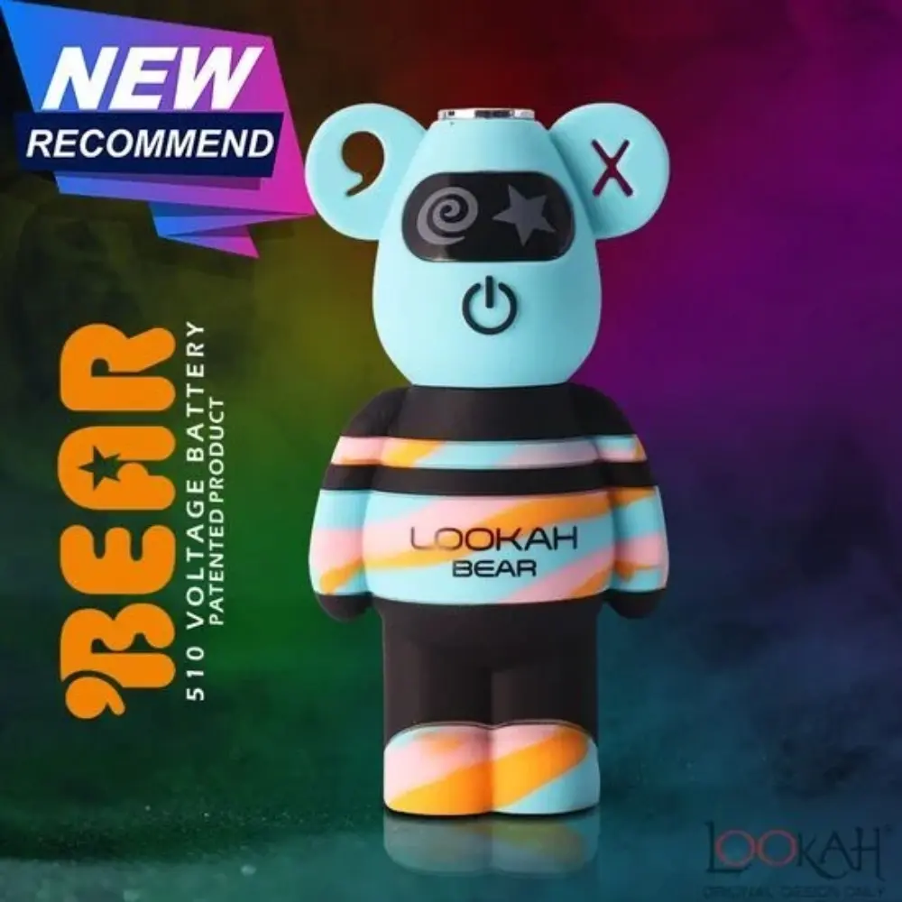 [Q-2743-02] LOOKAH BEAR 510 THREAD VAPE BATTERY COLOR 1 COUNT (Blue Tiedye)
