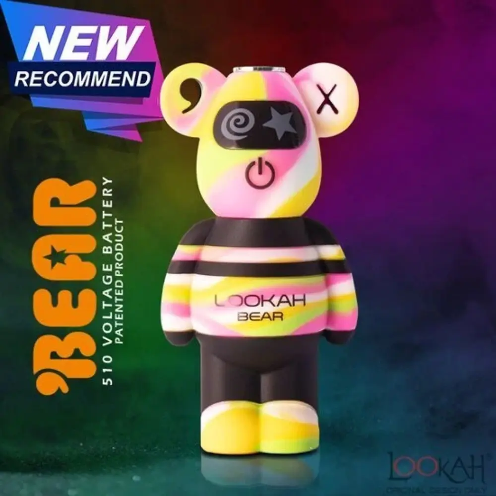 [Q-2743-03] LOOKAH BEAR 510 THREAD VAPE BATTERY COLOR 1 COUNT (Pink Tiedye)