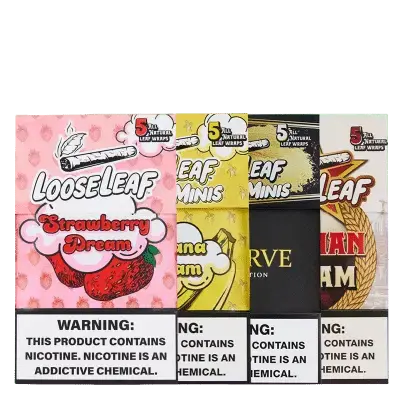 [T-1627-01] LooseLeaf - Cigar Wraps (5ct) - Box of 8 (RUSSIAN CREAM)