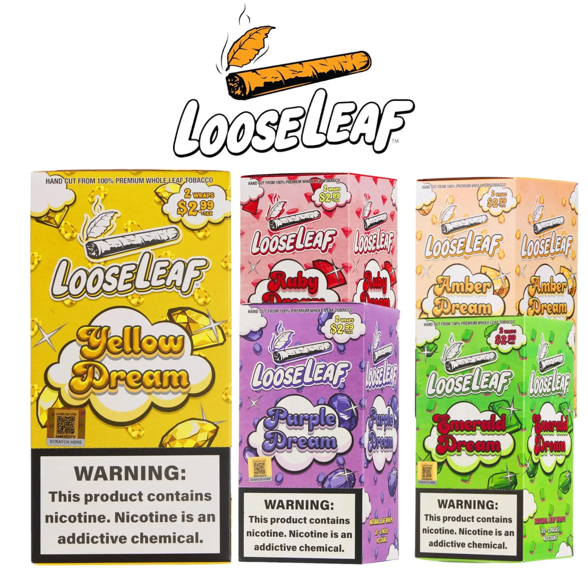 [T-1564-05] Loose Leaf Natural Leaf Wrap 2pk Display of 20 $2.99 (RUBY DREAM)