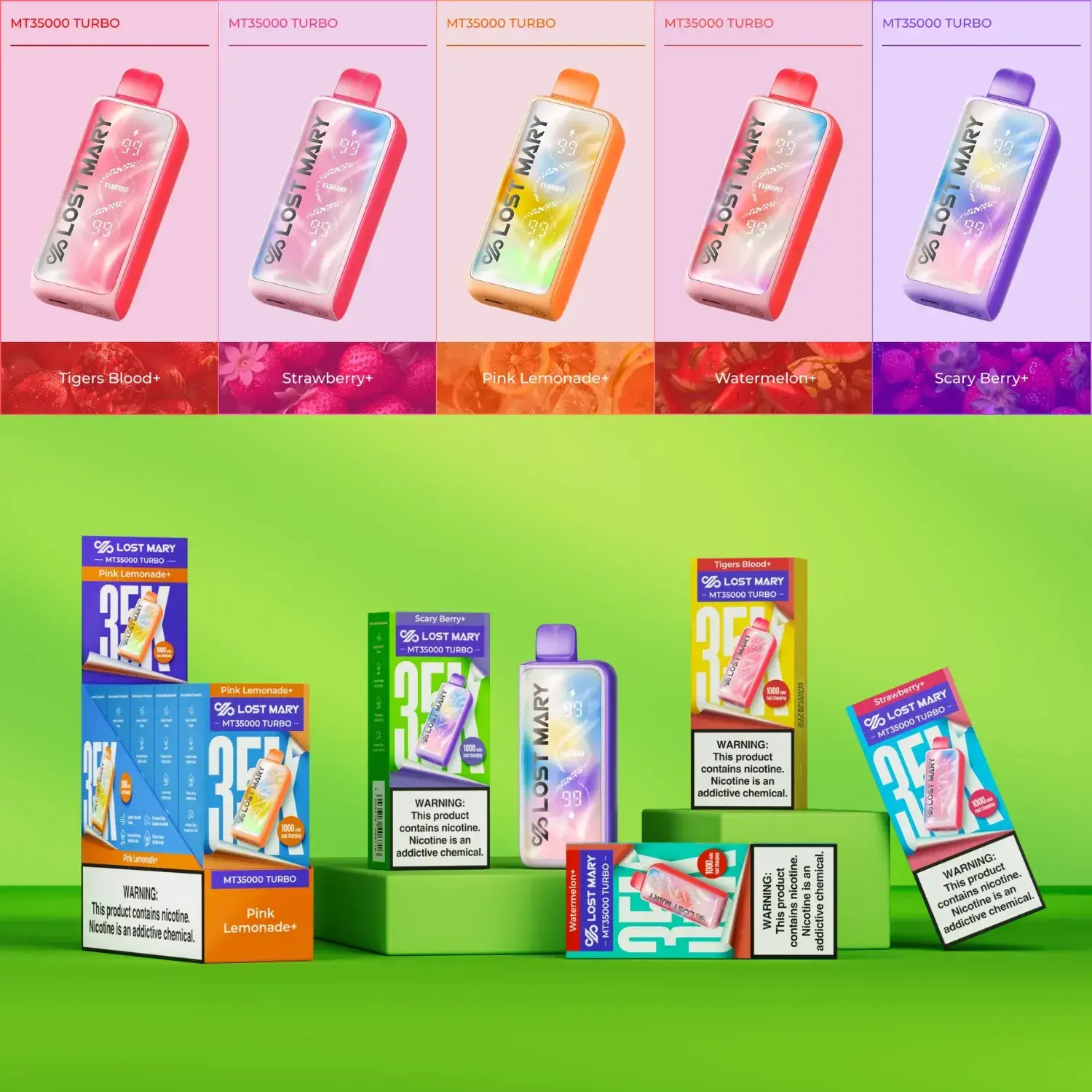 [T-1333-31] LOST MARY MT35000 Turbo 5CT 18ML (Strawberry Dragon Lemonade)