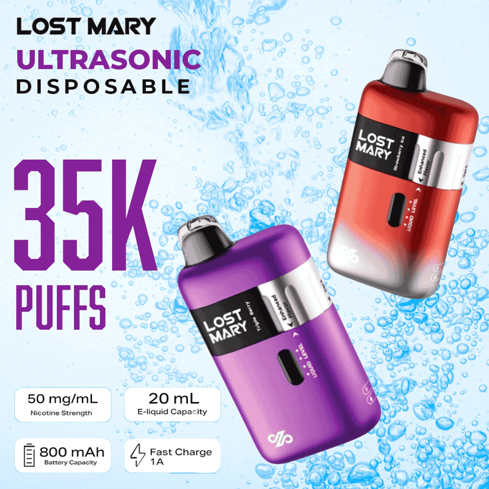 [T-1369-06] LOST MARY Ultrasonic 35000 Puff 5CT 20ML (Triple Berry)