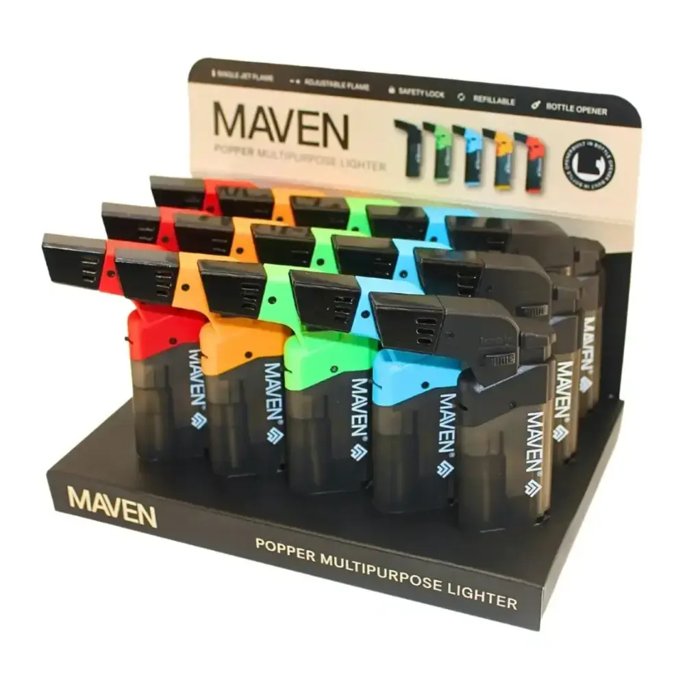 [Q-2817-01] MAVEN TORCH POPPER | 15PC/DISPLAY | BOTTLE OPENER (Transparent)