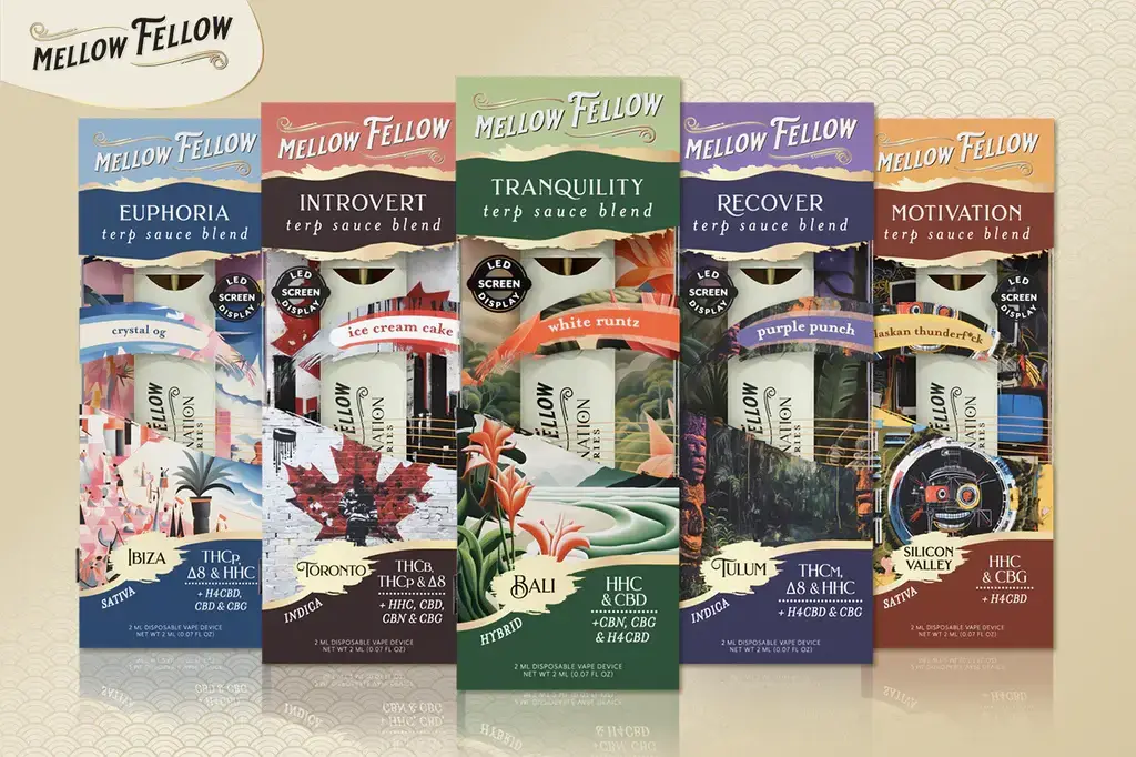 [T-1267-10] MELLOW FELLOW 2ML TERP SAUCE Cartridge 6PK a Box (Green Goddess (Indica Dom))