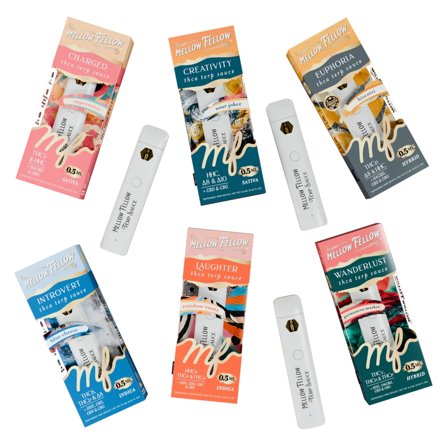 [T-1648-01] MELLOW FELLOW .5ML TERP SAUCE Disposable 6PK a Box (Blue Cheese (Indica))