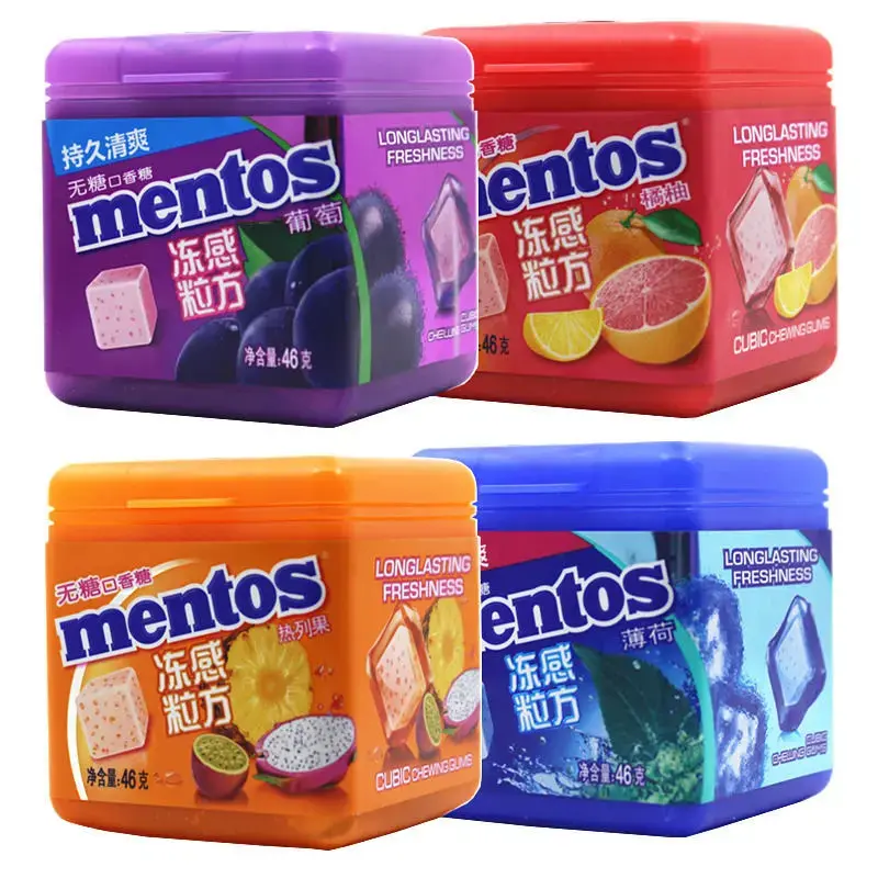 [Q-5009-02] Mentos Frozen Cube Chewing Gum 4PK (Orange)