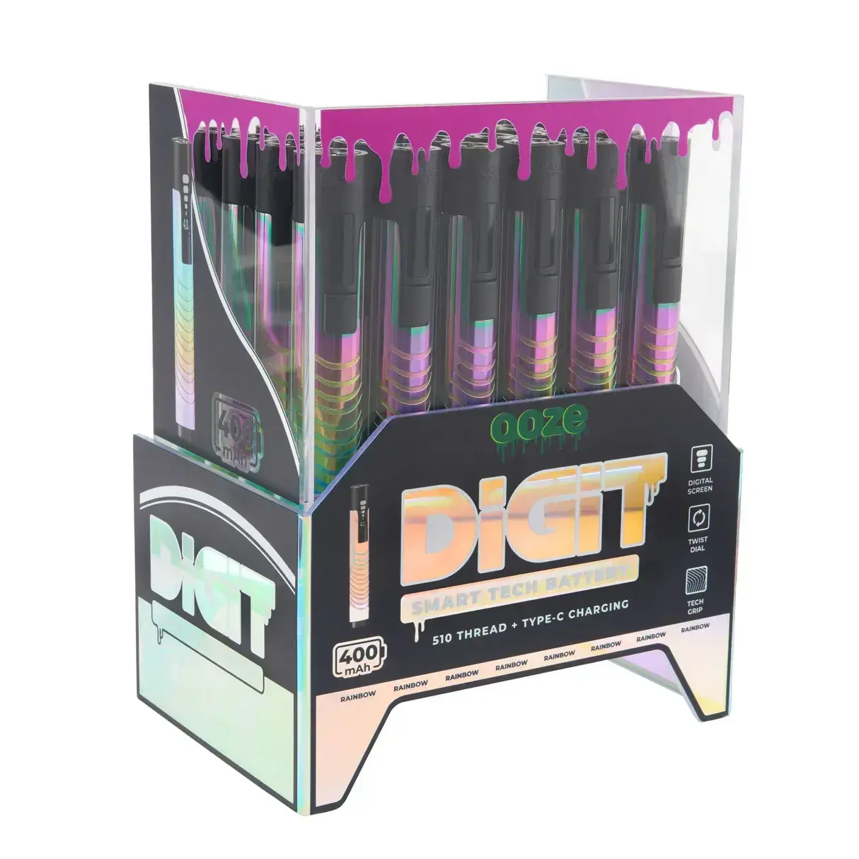 [Q-4750-03] OOZE DIGIT BATTERY DISPLAY 24CT (Rainbow)