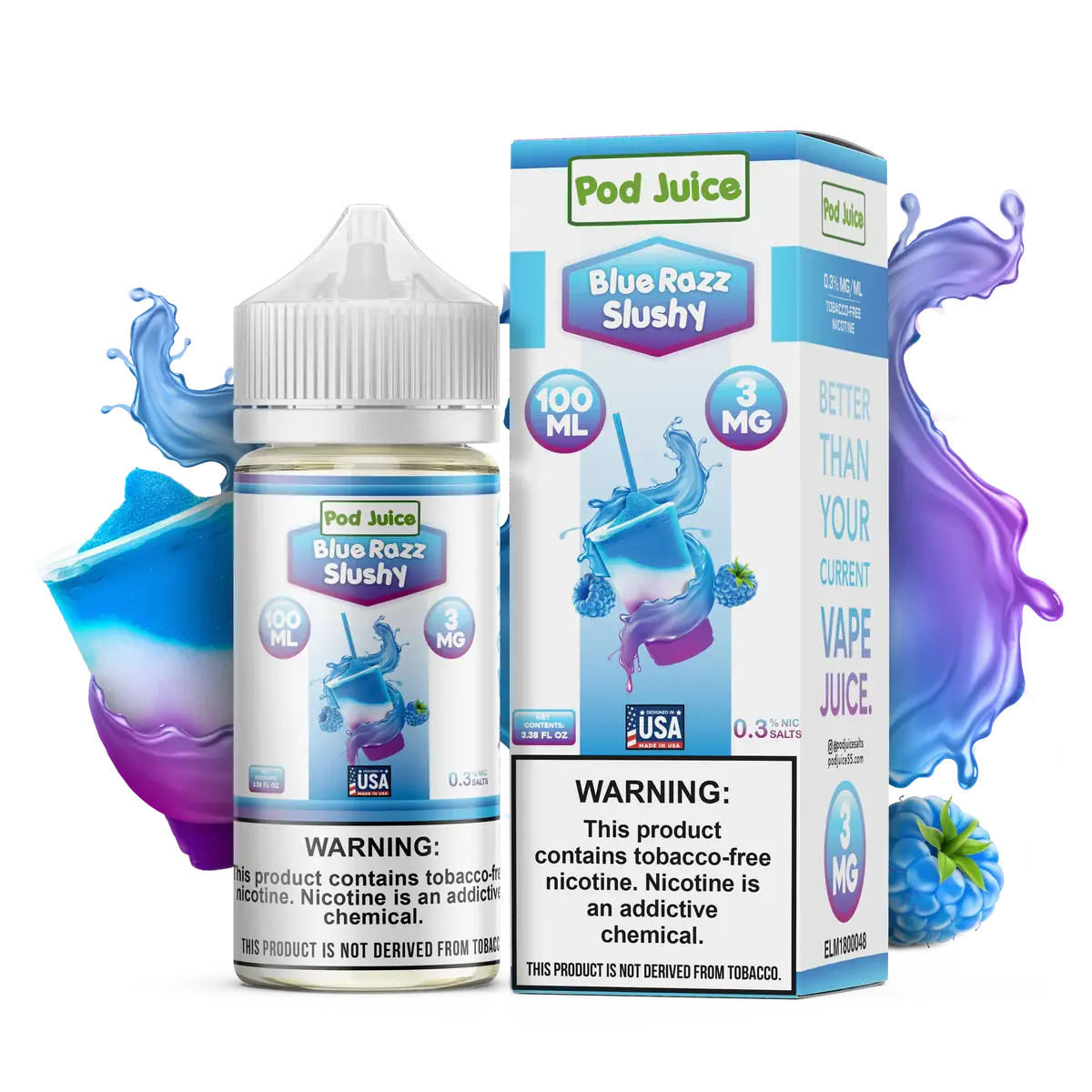 [Q-3093-04] POD JUICE 100ML (6MG, Blue Razz Slushy)