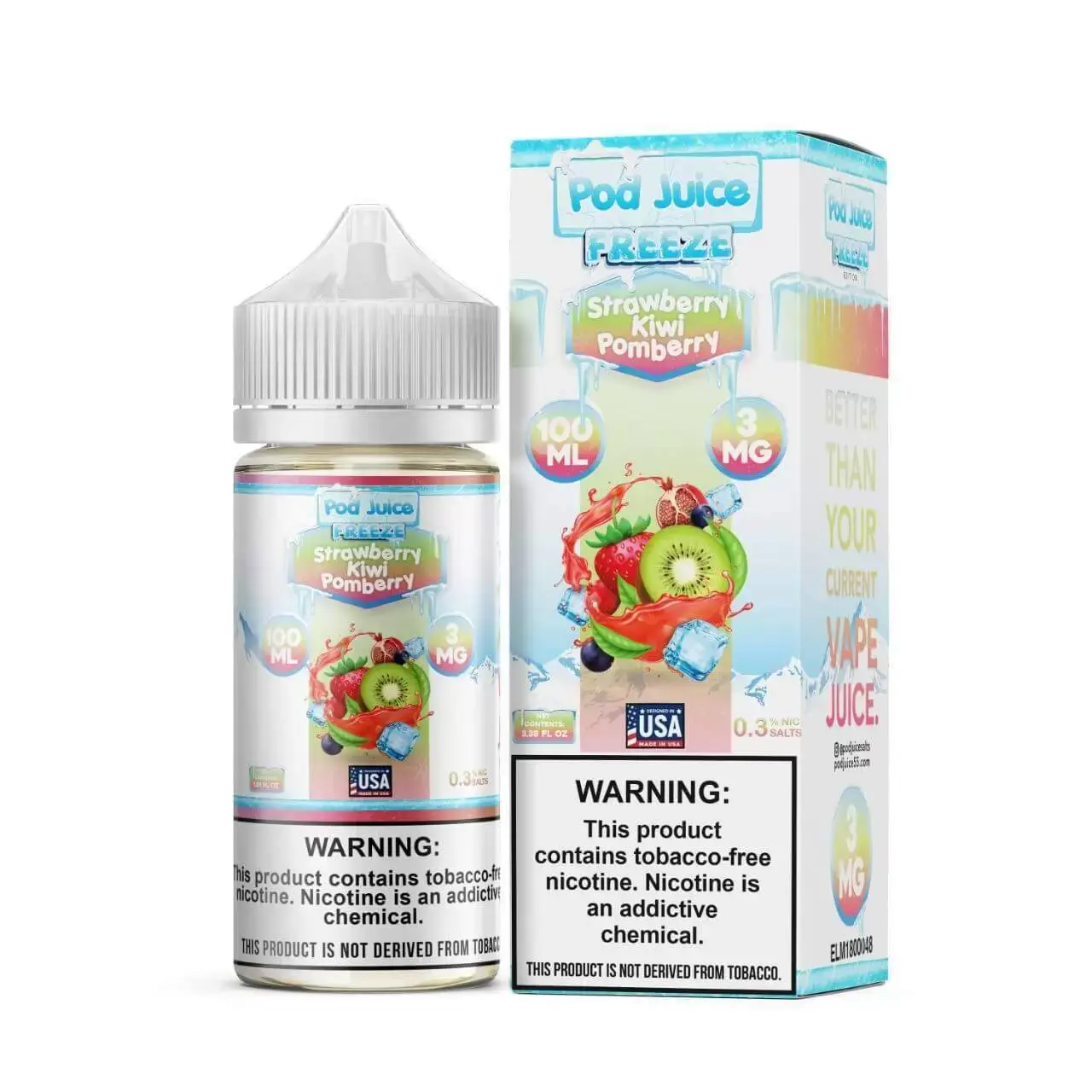 [Q-4319-23] POD JUICE FREEZE 100ML (3MG, Strawberry Kiwi Pomberry)
