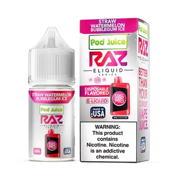 [Q-3099-09] POD JUICE X RAZ 30ML (35MG, Straw Watermelon Bubblegum Ice)