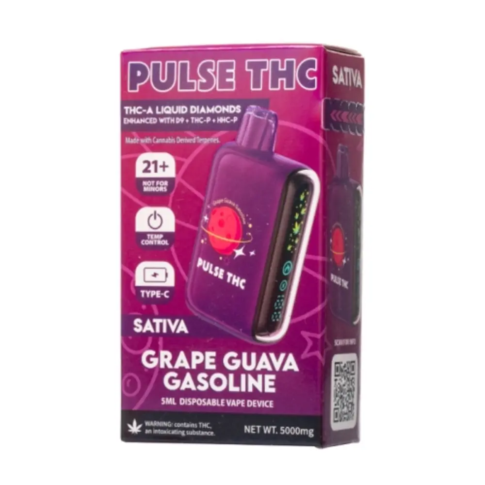 [T-1192-03] PULSE THC 5G THC-A THCP 5pk Box (Grape Guava Gasoline Sativa)