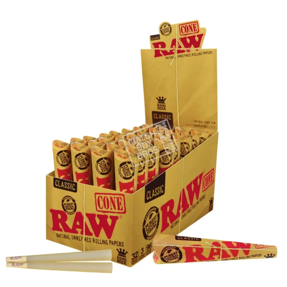 [Q-3190-01] RAW CONE PRE-ROLLES 32CT (ORGANIC KING SIZE 3PK)