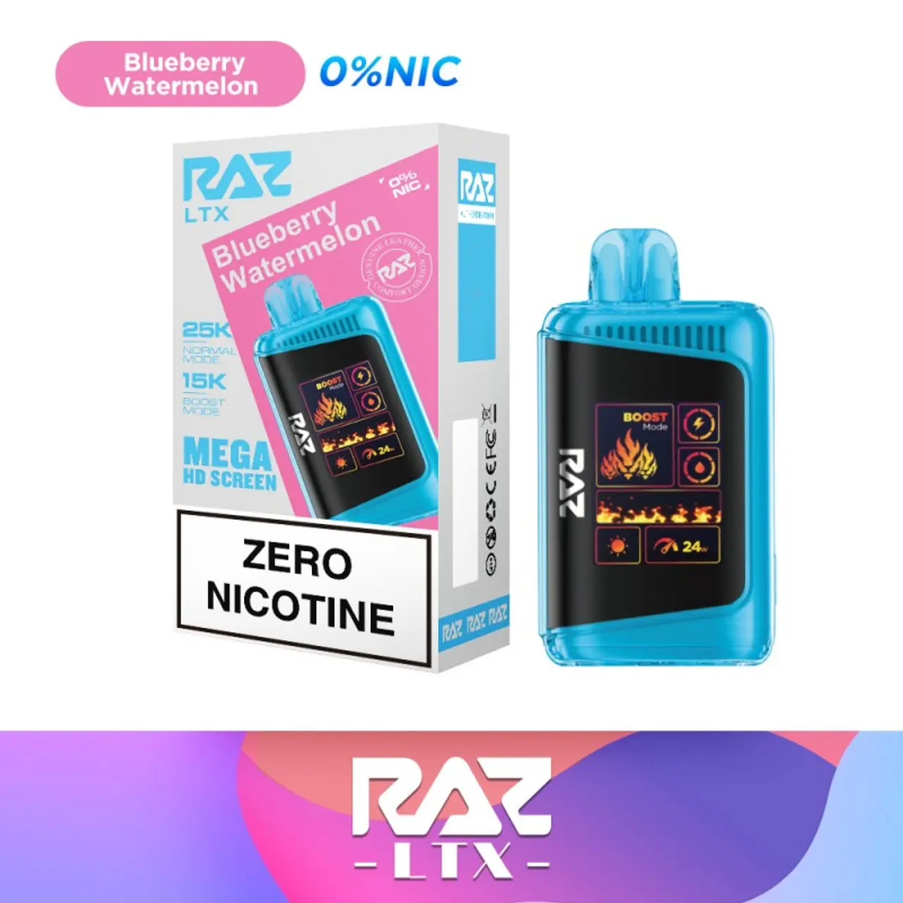 [Q-4475-02] Raz LTX 25K 16ML 0% NICOTINE FREE (Blueberry Watermelon)