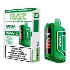 [Q-3209-10] RAZ TN9000 DISPOSABLE VAPE 5PK 12ML (White Gummy Watermelon)