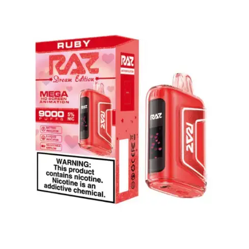 [Q-3209-02] RAZ TN9000 DISPOSABLE VAPE 5PK 12ML (Ruby (Cherry Strawberry Raspberry))