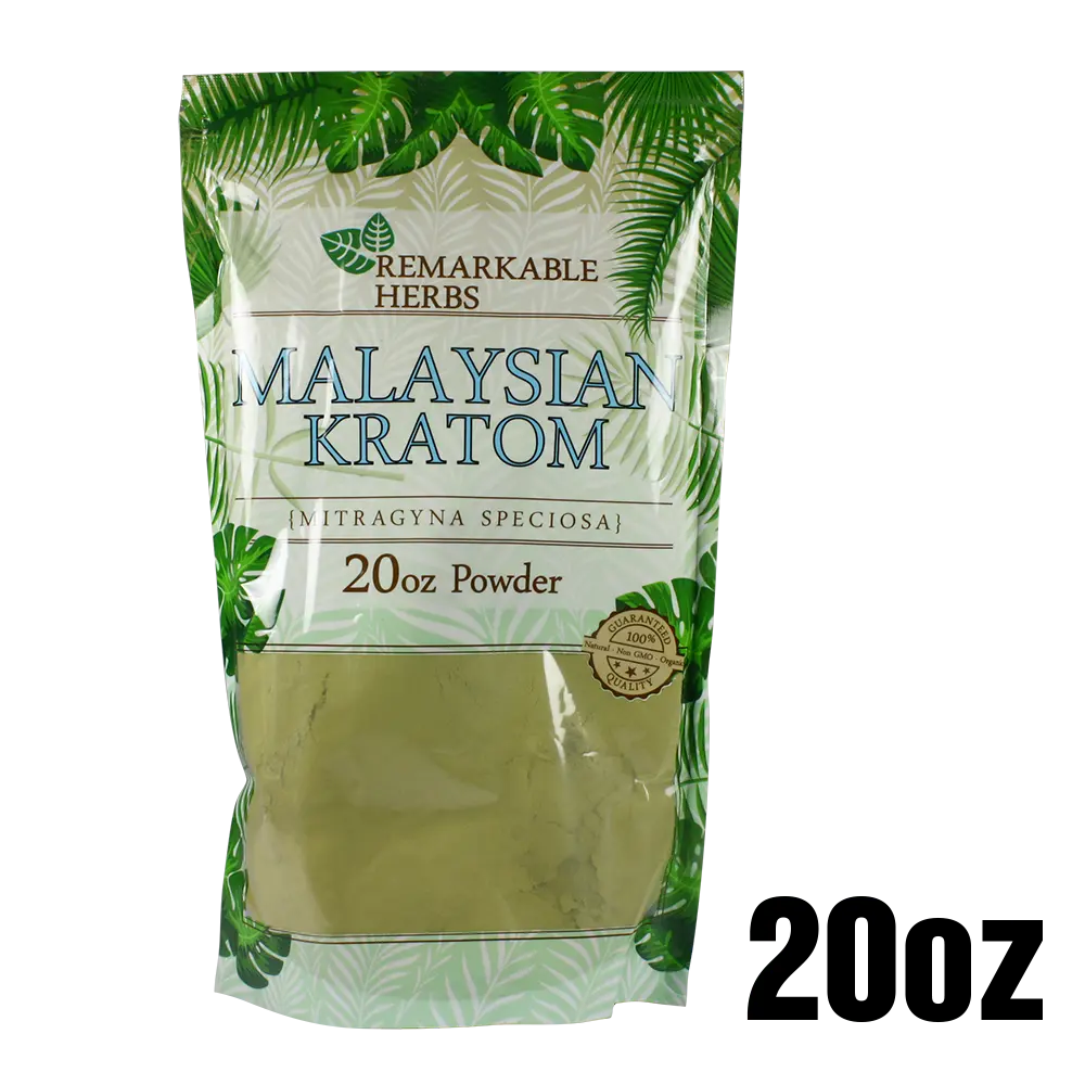 [Q-3212-01] REMARKABLE HERBS KRATOM 20OZ (Green Vein Malaysian)