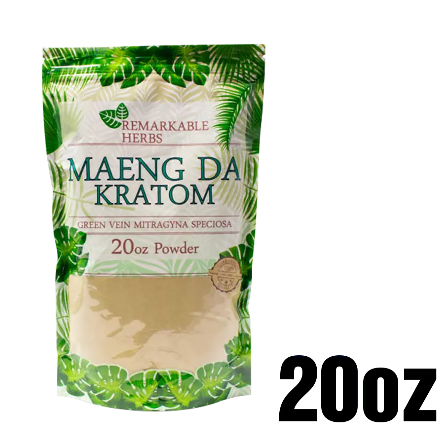 [Q-3212-03] REMARKABLE HERBS KRATOM 20OZ (Green Vein Maeng Da)