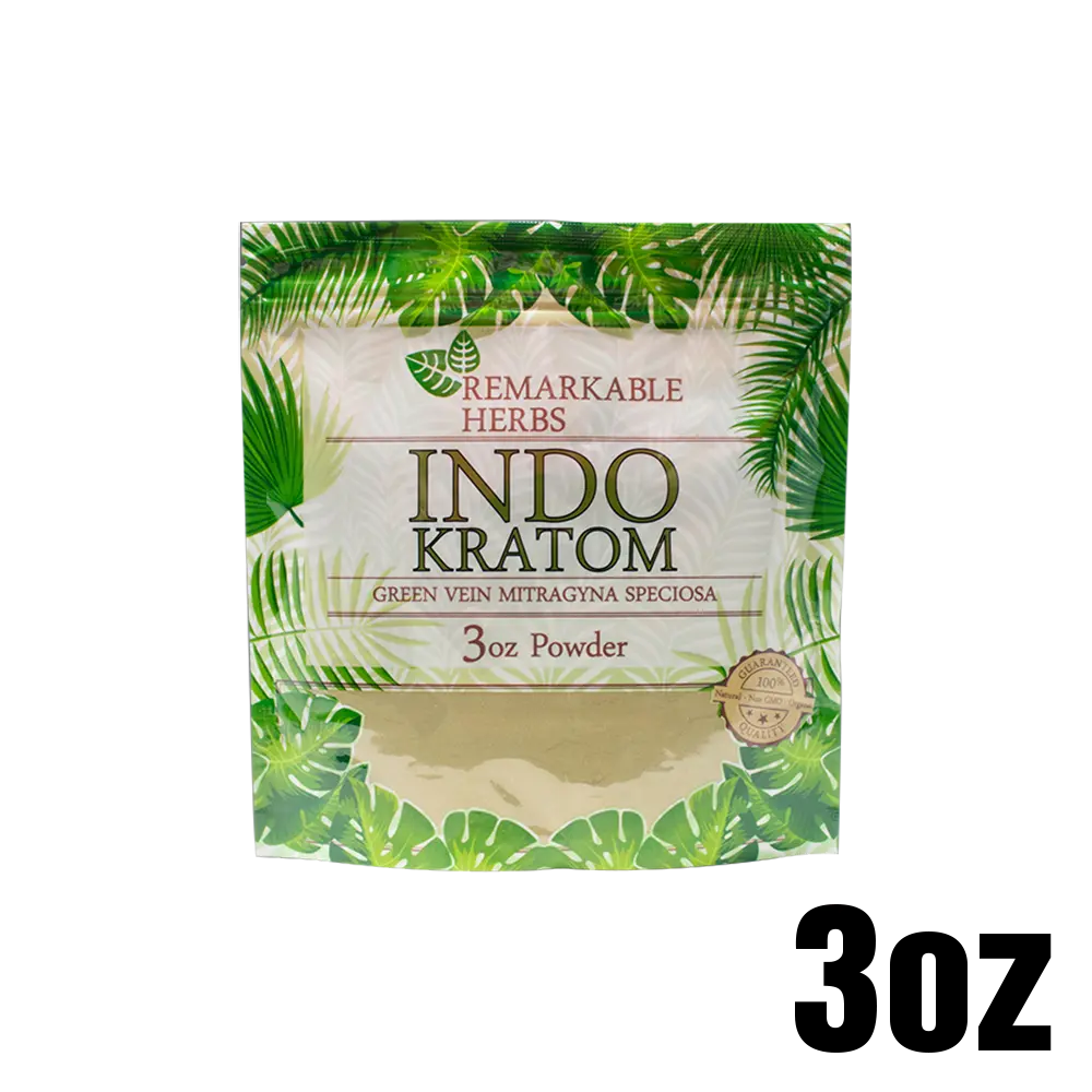 [Q-3213-06] REMARKABLE HERBS KRATOM 3OZ (Green Vein Indo)