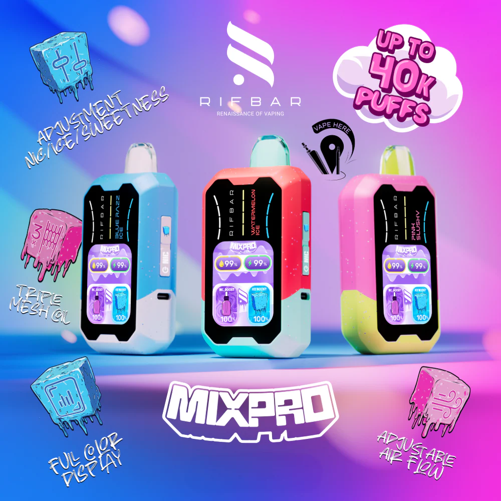 [T-1435-09] Rifbar Mixpro 40K Puff 18ML 5PK (Miami Mint)