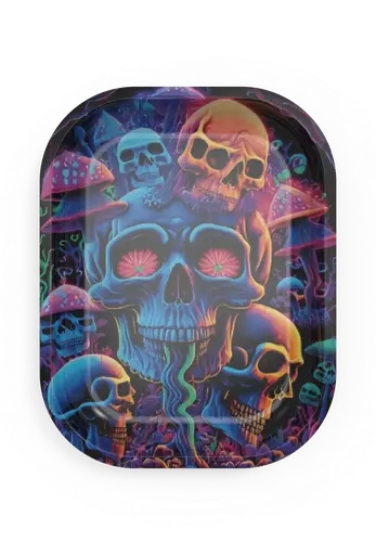 [T-1401-11] Rolling Tray18*14*1.5cm (Skull With Mushroom 1)