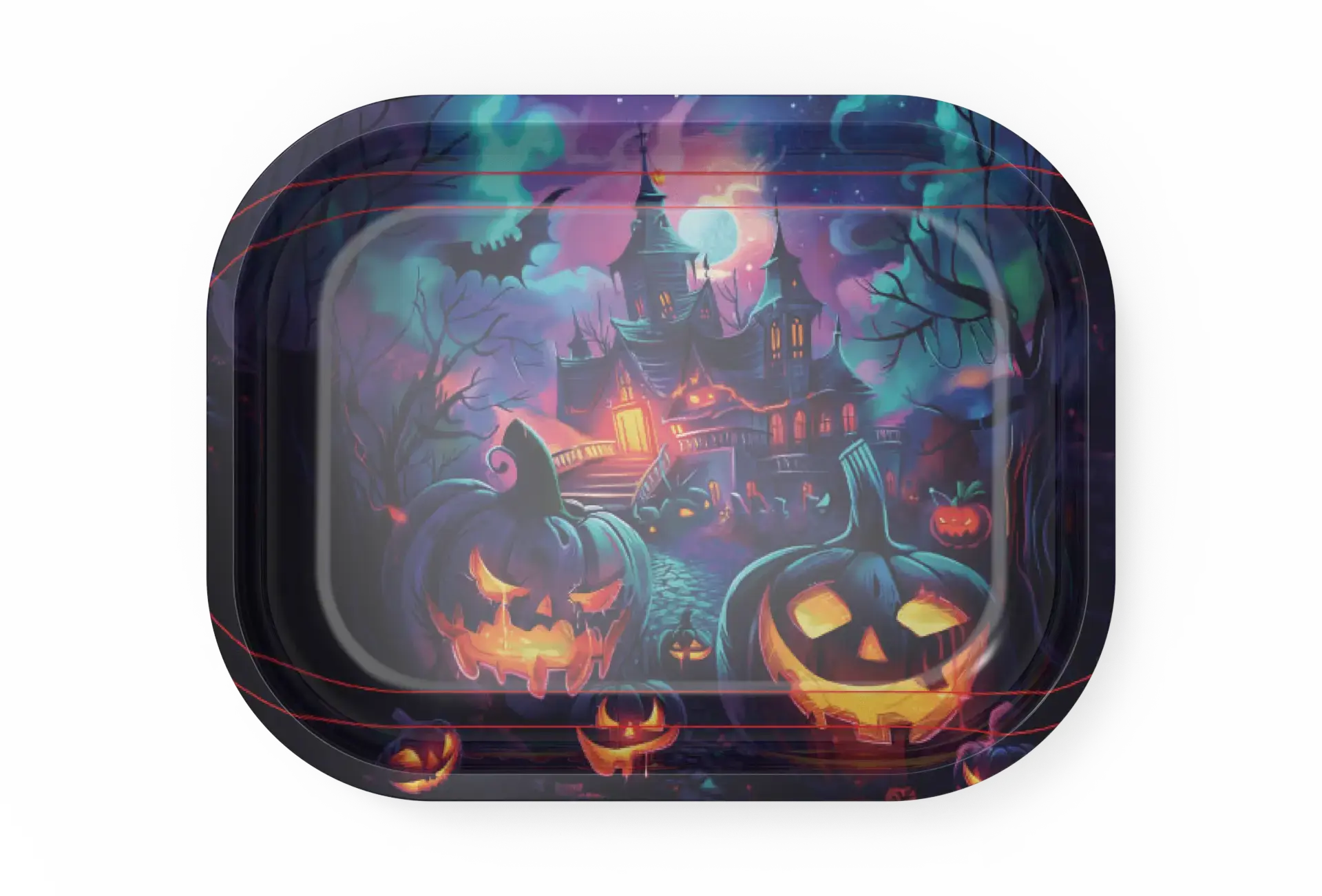 [T-1401-35] Rolling Tray18*14*1.5cm (Spooky Pumpkins)