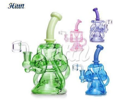 Showerhead Perc Quartz Banger 8.7 inches Glass Recycler Oil Rig DAB Rigs Mixed Colors
