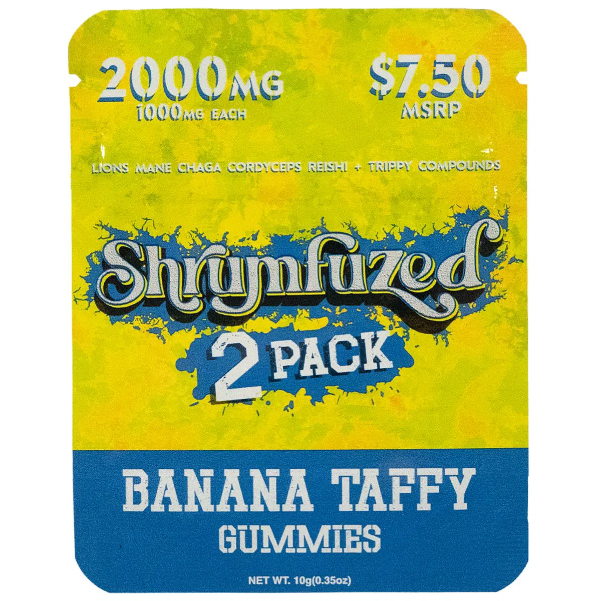[T-1606-02] Shrumfuzed Nootropic Mushroom Gummies 2pk 1000mg 30ct $7.50 - (Blue Lemonade & Summer Peach)