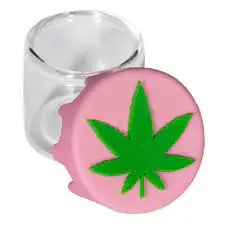 [Q-3383] SILICONE CONTAINER WITH GLASS BASE (WEED LEAF SYMBOL)