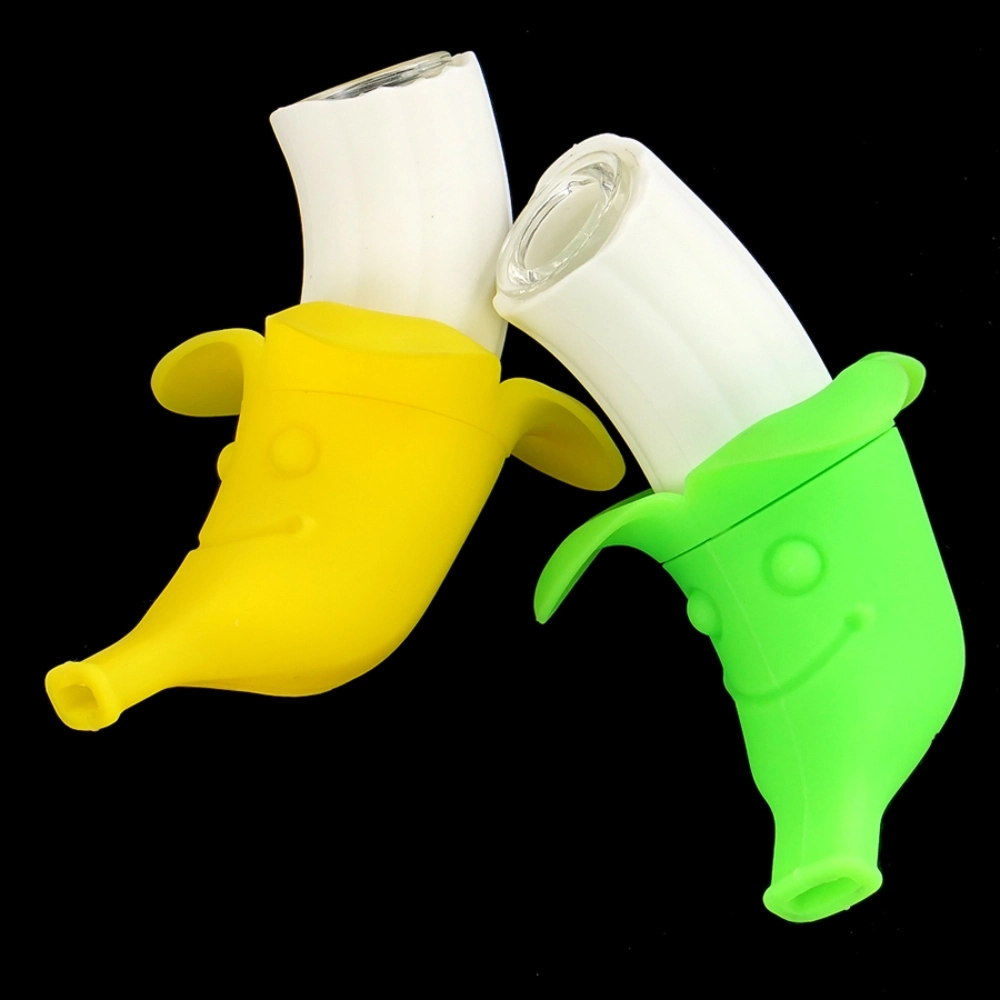SILICONE HAND PIPE PEELED BANANA W/ BITE