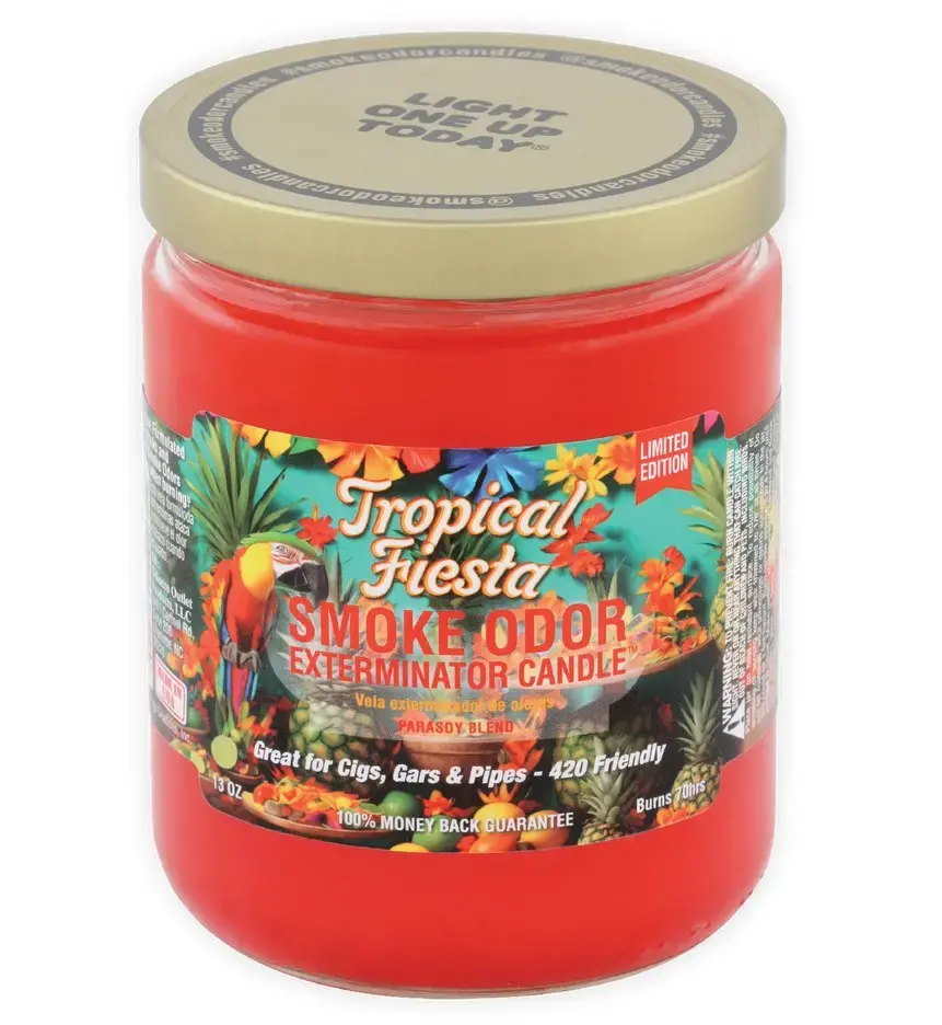 [Q-3568-10] SMOKE ODOR CANDLE 13OZ (Tropical Fiesta Jars)