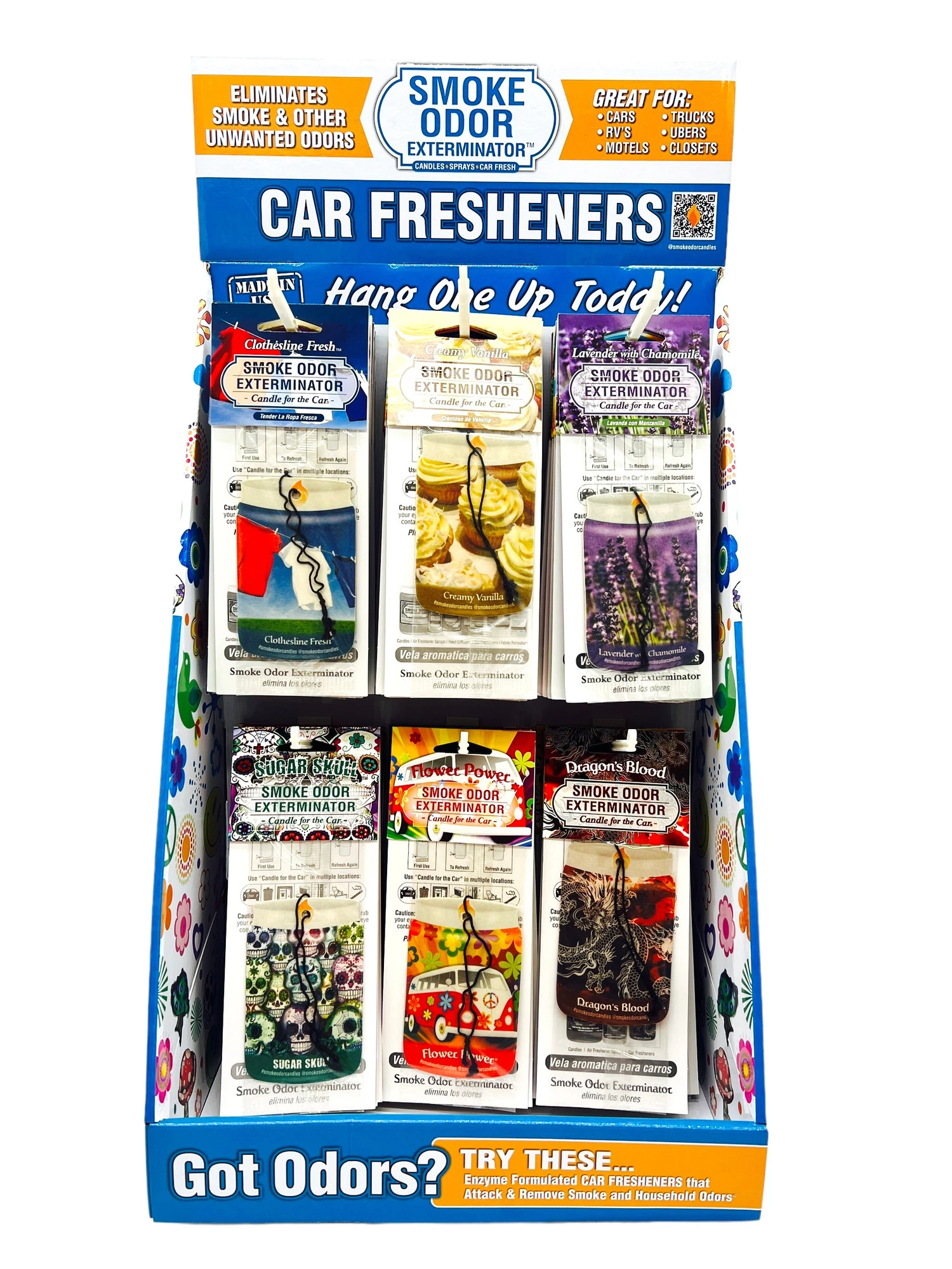 SMOKE ODOR Car Freshener Display Kit 72 Unit