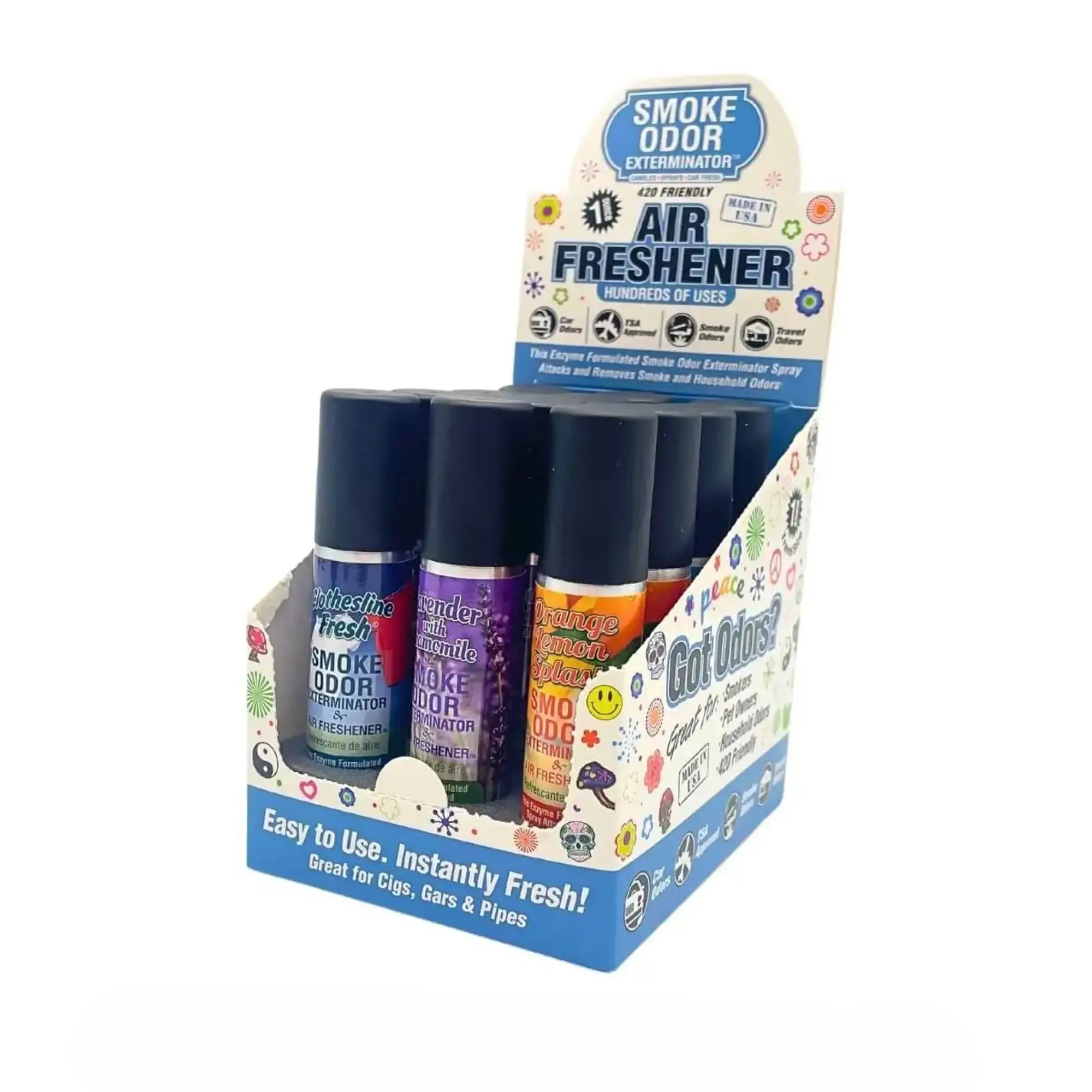 [Q-4856-02] SMOKE ODOR SPRAY 1OZ 12PK a Box (Year Round Mix)