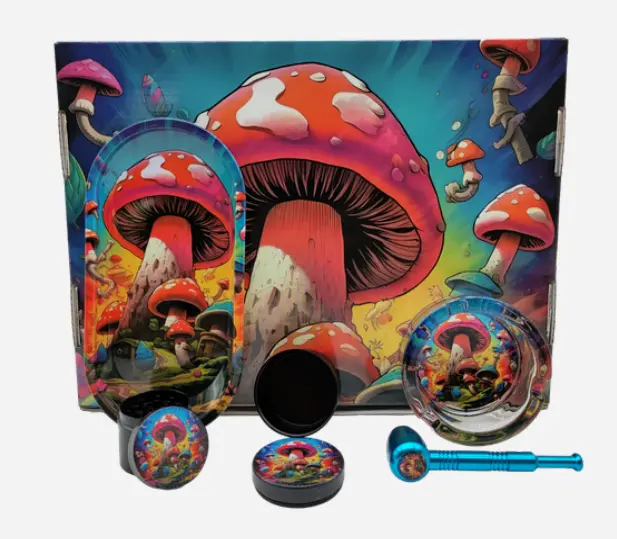 [T-1504-06] Smoking Kit Round Ashtray 4-Piece kit (Design 6)