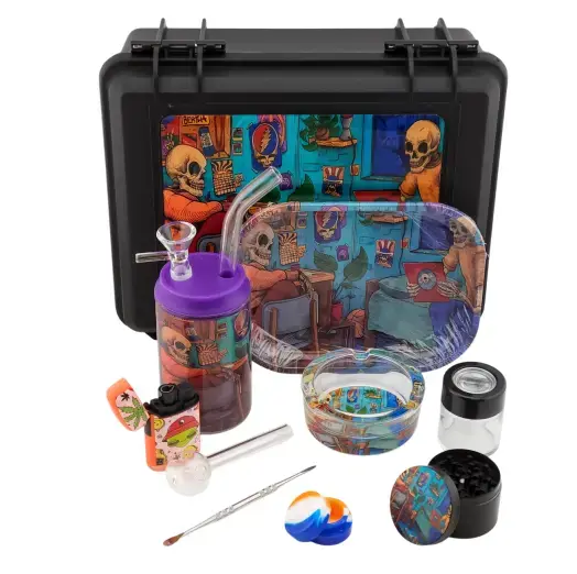 [T-1501-01] Smoking Kit Round Pot Suitcase Kit (Design 1)