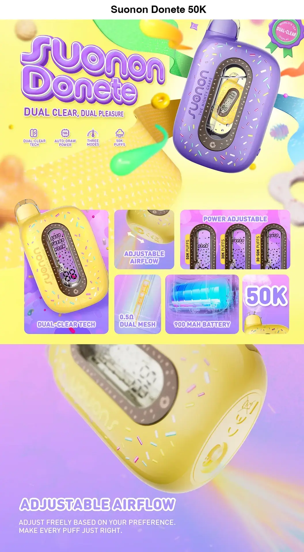 [T-1361-07] Suonon Donete 50K Disposable 20ML 5PK (Sour Chill Apple)