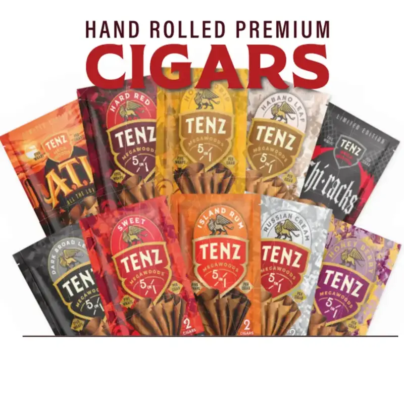 [T-1566-10] TENZ Zig-Zag Cigar Display of 8 (SWEET)