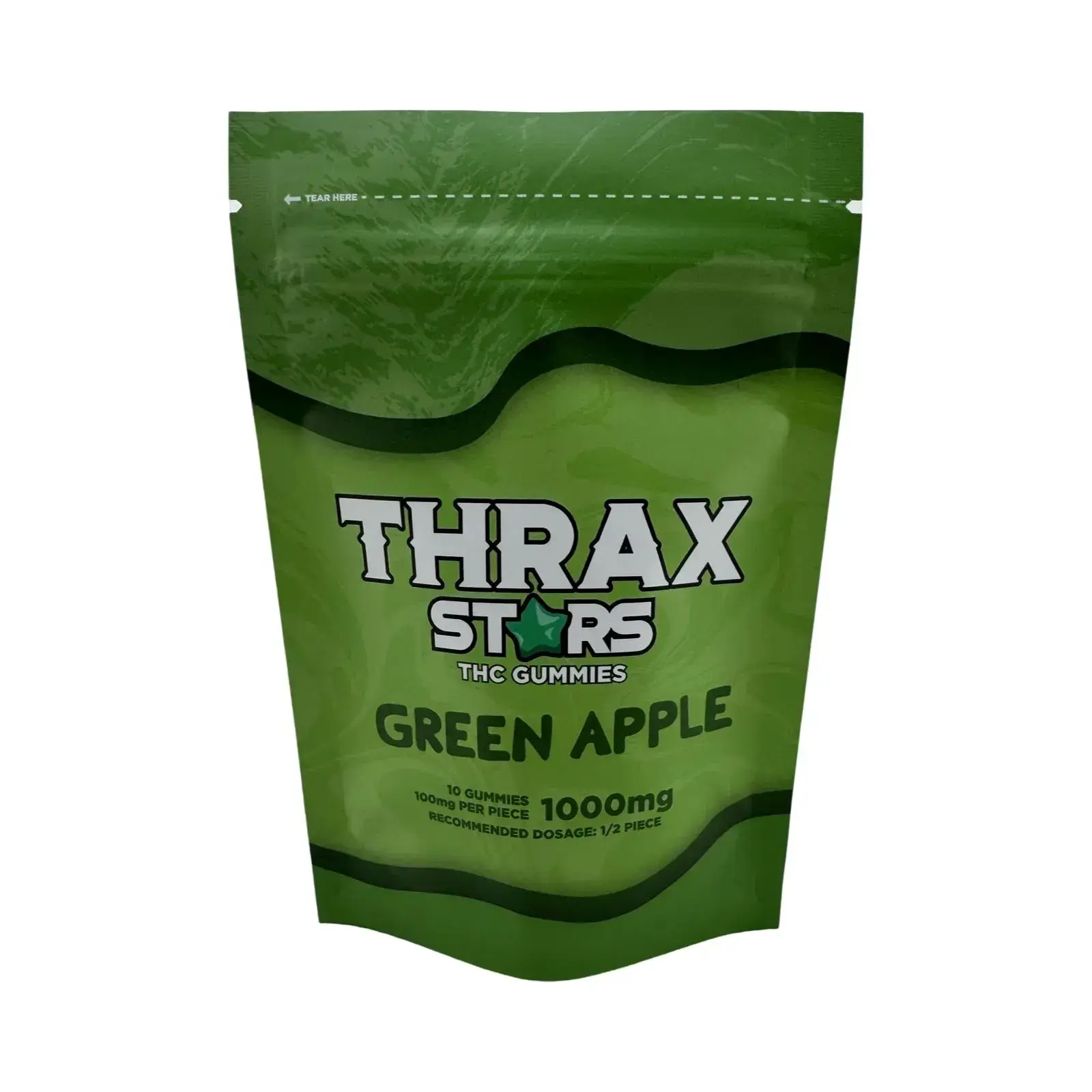 [Q-4774-05] THRAX GUMMIES 10 STARS Delta 8 1000MG (Green Apple)