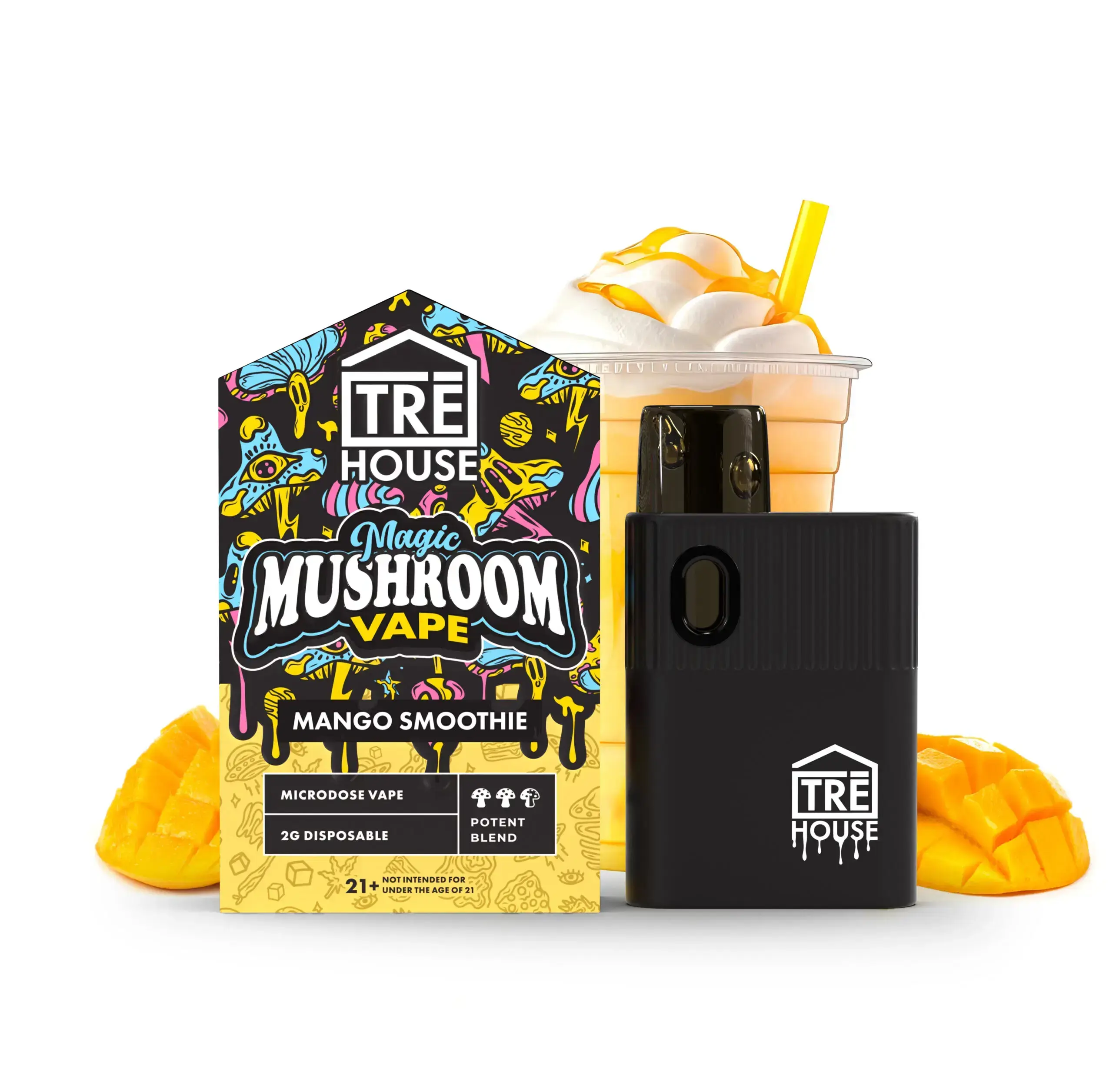 [Q-4358-03] TRE HOUSE MUSHROOM 2G DISPOSABLE 6PK a Box (Mango Smoothie)