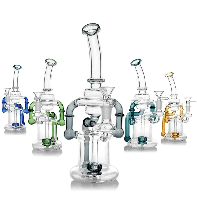 WATERPIPE 11" RECYCLER OIL RIG SHOWERHEAD PERC MULTI COLOR