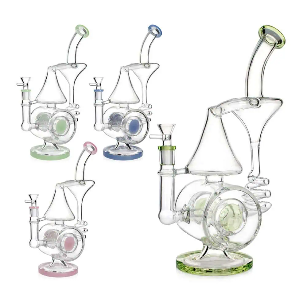 WATERPIPE 13.3" BIG RECYCLER CIRCLE PERC MULTI COLOR