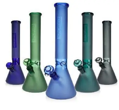 WATER PIPE 16 inches Sandblasted beaker Diamond GLASS ASSORTED COLOR